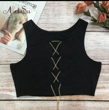 Load image into Gallery viewer, Lace Up Chain Crop Top
