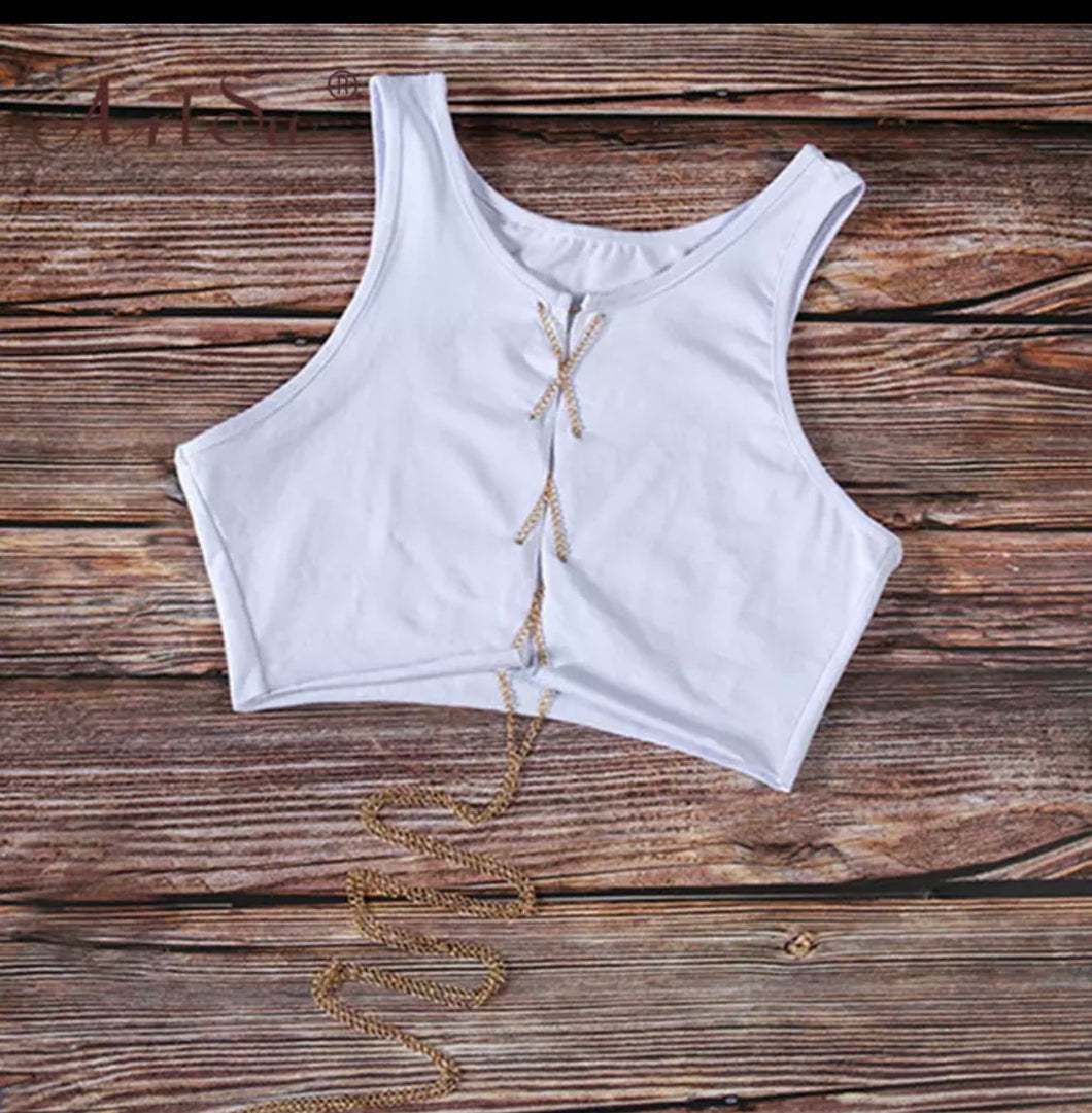 Lace Up Chain Crop Top