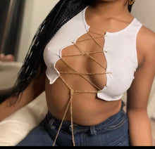 Load image into Gallery viewer, Lace Up Chain Crop Top
